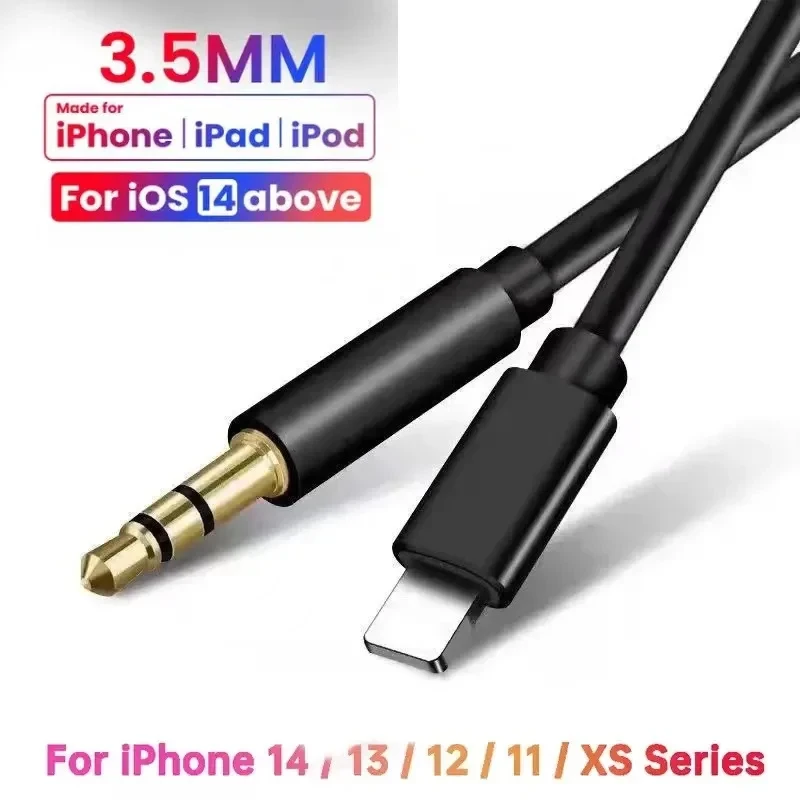 3.5mm Jack Aux Cable Car Speaker Headphone Adapter for iPhone 14 13 12 11 Pro Audio Splitter Cable for iOS 14 Above