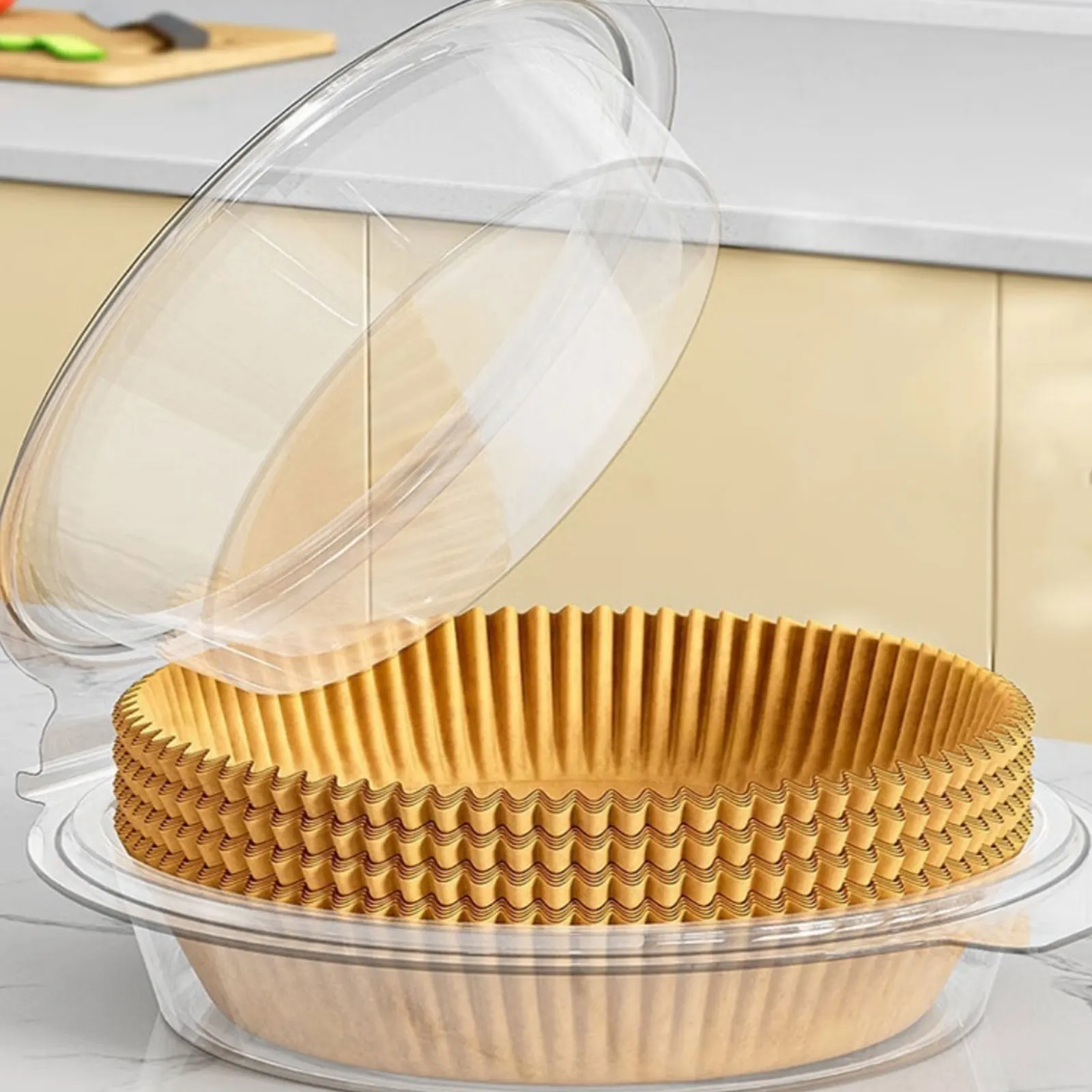 20/50/100 Stück Einweg-Papiereinlage für Luftfritteusen, quadratische Luftfritteuse-Einlage, öl- und wasserfestes Pergamentpapier zum Backen, Braten und Grillen Image