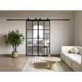 Porte scorrevole doppia esterno muro 2 x H205 x L83 cm Alluminio e Vetro temperato smerigliato - WILDEN II