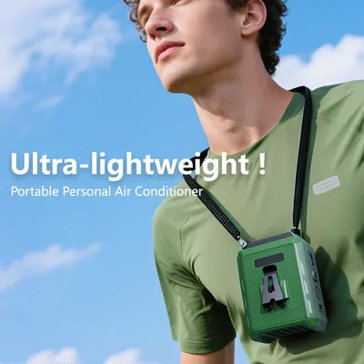 4000mAh Outdoor Portable Waist Fan Rechargeable 5 Level Strong Wind Hanging Neck Fan 16000 RPM Cool Conditioner for Work Sports