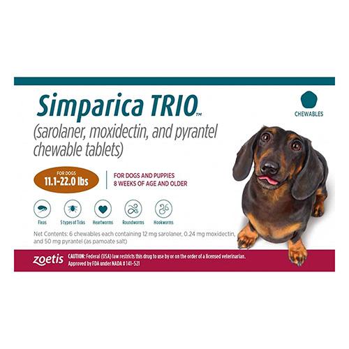 Simparica Trio für Hunde 11.1-22 Lbs (Karamell) 12 Dosen