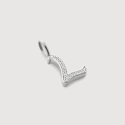 Sterling Silver Alphabet L Diamond Pendant Charm Diamond