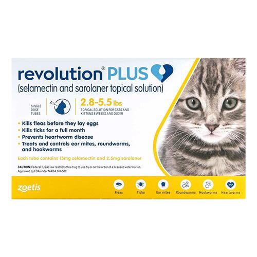 Revolution Plus für Kätzchen und kleine Katzen 2.8-5.5lbs (1.25-2.5kg) Gelb 3er-Pack