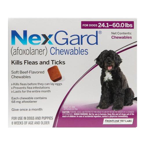 Nexgard Kautabletten für große Hunde 24.1-60 Lbs (Lila) 68mg 3 Kauartikel