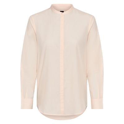 Klassische Bluse BOSS ORANGE "Befelize Premium Damenmode", Damen, Gr. 42, pink (open pink 690), Web, Obermaterial: 60% Baumwolle, 40% Lyocell, unifarben, casual, regular fit hüftbedeckend, Rundhals, Langarm verstellbar Manschette, Blusen, Chambray... Image