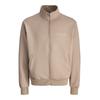 Sweatjacke JACK & JONES "JORGEN SWEAT ZIP HIGH NECK SS25", Herren, Gr. XXL, grau (mocha meringue), angeraute Sweatware, Obermaterial: 77% Baumwolle, 19% Polyester, 4% Elasthan, unifarben, modisch, relaxed fit normal, Rundhals, Langarm Rippbündchen,...