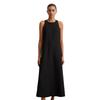 Midikleid MARC O'POLO "aus fließendem Naia™-Twill", Damen, Gr. 38, Normalgrößen, schwarz, Obermaterial: 100% Acetat; Futter: 100% Nicht verfügbar, unifarben, relaxed fit wadenlang, Rundhals, ohne Ärmel, Kleider