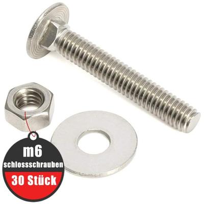 Schlossschrauben M8×40 Verzinkt(30 Stück), mit Sechskant-Flanschmutter, aus Kohlenstoffstahl, Image