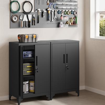TEMU File Cabinet Multipurpose Garage Cabinet Office Cabinet With 2 Doors Lockable Cabinet Steel Storage Cabinet Deep Storage With Shelves For Study Living Room Black Image
