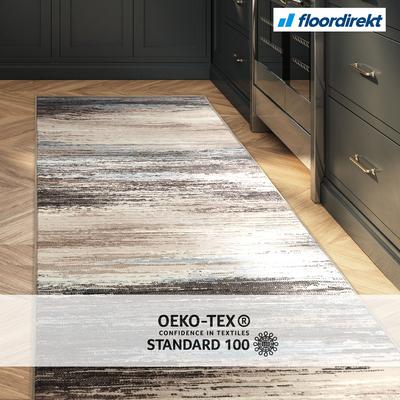 TEMU Floor Direct Carpet Runner Archway - Modern & Non-slip Runner For Kitchen, Hallway & Living Rooms - - Striped Pattern - Grey/beige Image