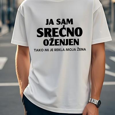 TEMU Men' Croatian T-shirt - Black Text Print Short Sleeve Summer Top, Lightweight Breathable Round Neck Casual Tee, Machine Washable Regular Fit, Everyday Tshirt, Humorous Design, Lightweight Fabric Image