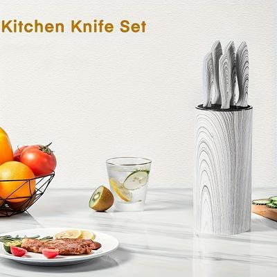 TEMU Kitchen Knife Set With Detachable Round Upright Knife Cylinder, Lightweight And Non-slip Handles, Modern & Stylish, For And Drying Image