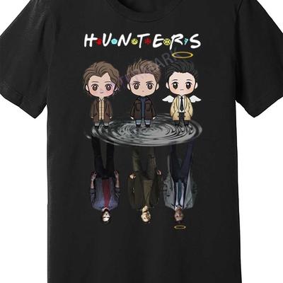 TEMU Hunters Supernatural Graphic Tee, 100% Cotton Crew Neck T-shirt, Casual Short Sleeve Knit Fabric Top For Men, Regular Fit - Black Image