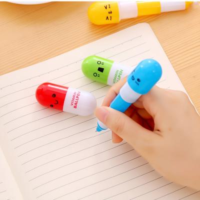 TEMU 12-pack Pill Shaped Pens, Retractable Ballpoint, Point, Plastic Oval Body, Office Supplies Image
