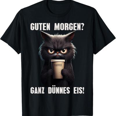 "TEMU Funny Men's Vintage T-shirt - " On " Black Cat , Loose Fit Short Sleeve Casual Tee For Summer & Outdoor Activities, Cat T Shirt, , , Breathable Material, Statement Top, Humor Enthusiasts" Image
