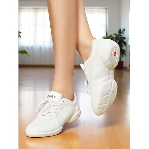 Weiße Tanz-Sneaker für Damen – leichte Fitness-Jazzschuhe zum Schnüren für Indoor-Übungen und Performance-Training Image