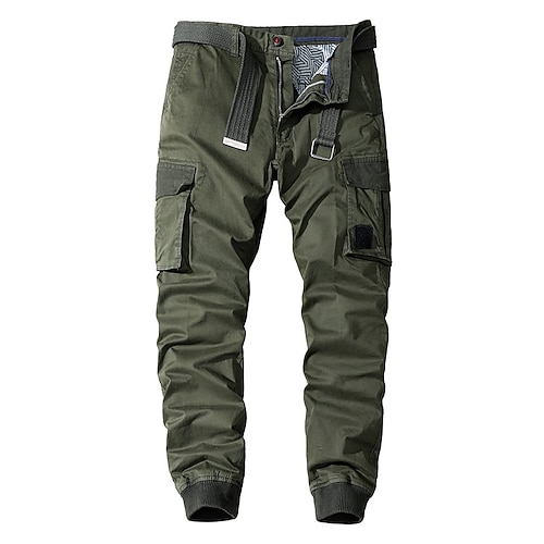 Herren Cargo-Hosen Hose Knöpfe Elastischer Bund Mehrere Taschen Einfach tragbar Outdoor Täglich Campen und Wandern Mode Klassisch Schwarz Armeegrün Image