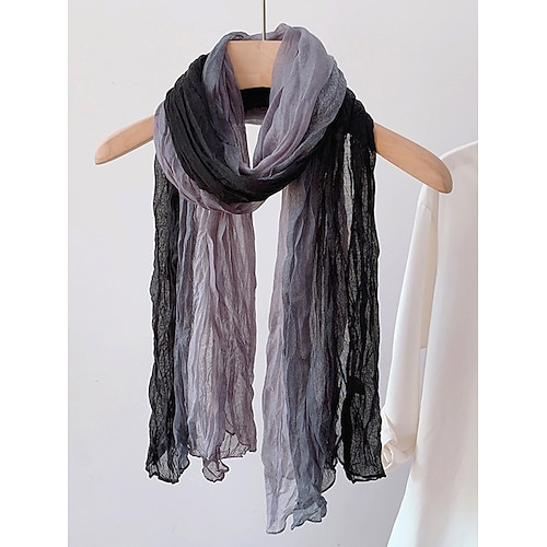 Leichter Herrenschal aus geknittertem Chiffon im Batik-Ombré-Look, perfekt für Bohème-Reisen, den Alltags-Layering-Look und Frühlings-/Herbst-Looks Image