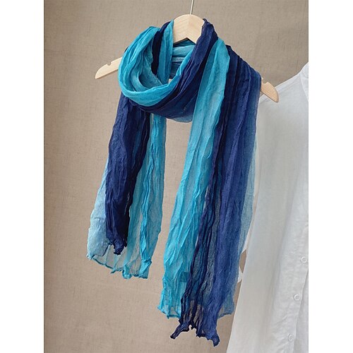 Leichter Herrenschal aus geknittertem Chiffon im Batik-Ombré-Look, perfekt für Bohème-Reisen, den Alltags-Layering-Look und Frühlings-/Herbst-Looks Image