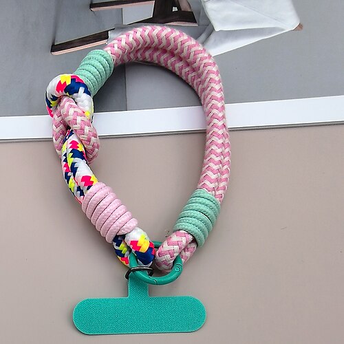 Modisches, zweifach gefaltetes, farblich passendes kurzes Seil. Einfaches kurzes Seil zum Aufhängen am Handgelenk. Zweilagiges Hängeseil. Festes und robustes Seil zum Aufhängen von Mobiltelefonen Image