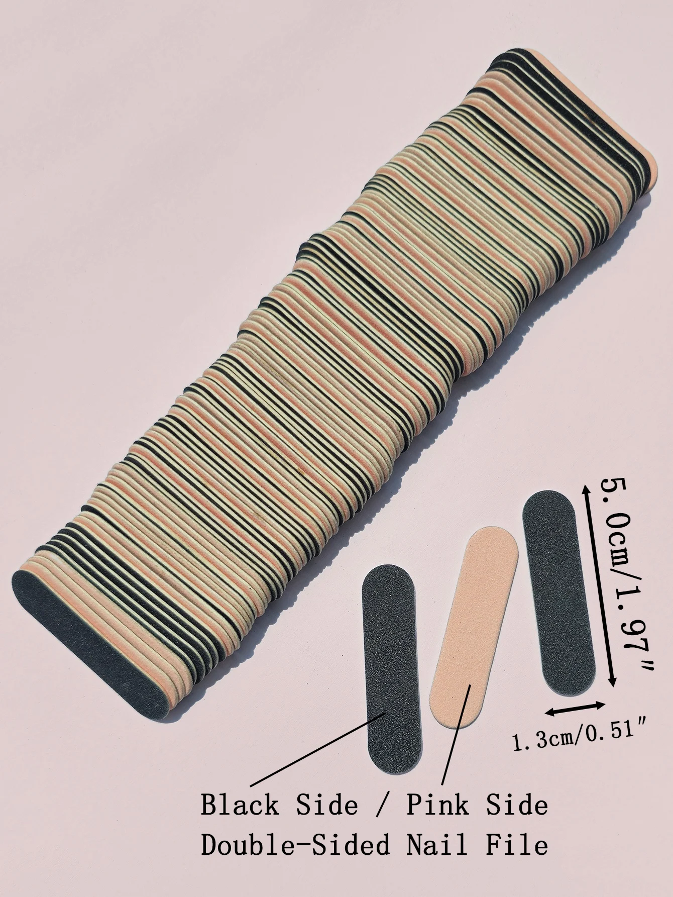15 bis 200 Stück Mini-Nagelfeilen, doppelseitig, schwarz, rosa, schleifende Schmirgelbretter für Maniküre, Pediküre, Nagelkunst, Polieren und Formen Image