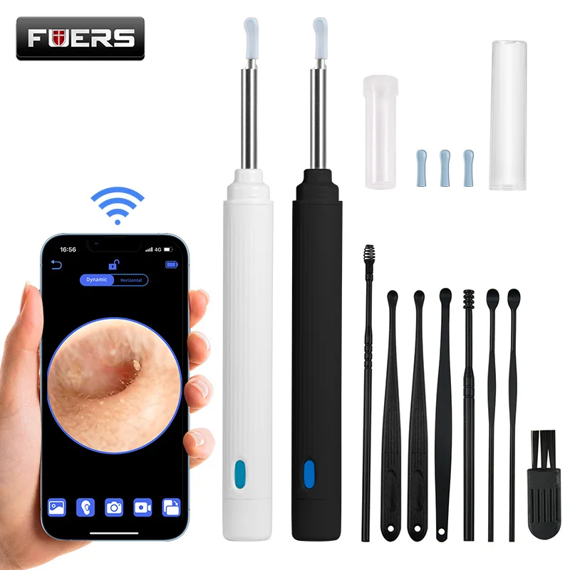 Ohrenschmalzentfernung, Ohrreinigungsset mit Kamera und Licht, 5 MP Otoskop, Ohrreinigungswerkzeug mit 5 Ohrlöffel, Ohrkamera für iPhone Image