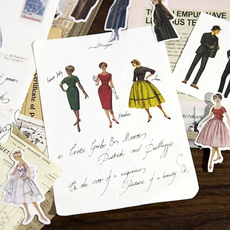 30-teiliges Retro-Figuren-Aufkleber-Set, Vintage-Portrait-Serie für Sammelalben, Geschichtentagebücher Image