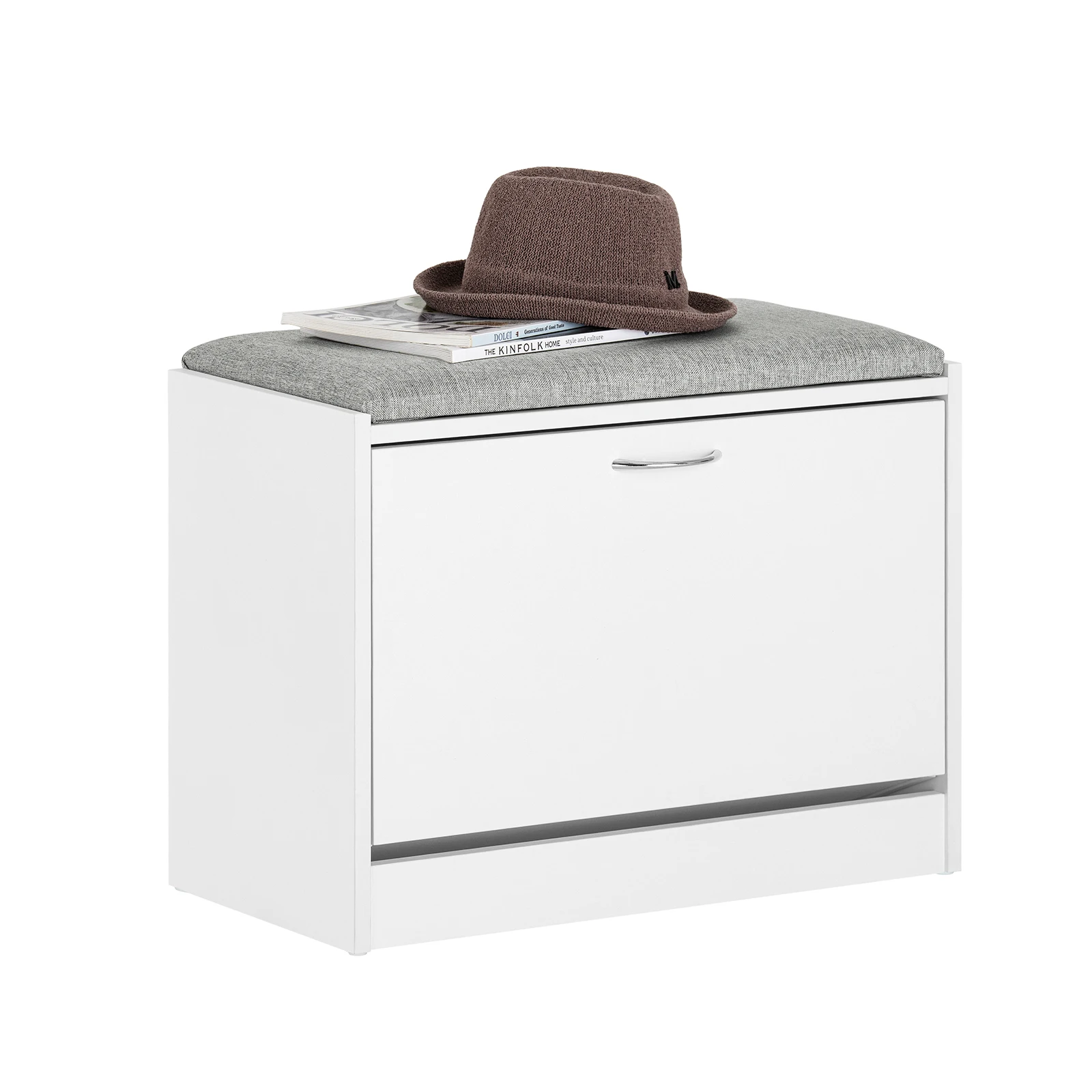 SoBuy FSR16 Schuhbank mit Sitzkissen Schuhregal Schuhkipper mit 1 Klappe Sitzbank Schuhschrank schmal BHT ca. 60x46x30cm