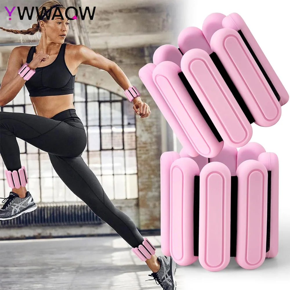 1 Paar verstellbare Knöchel- und Handgelenkgewichte für Damen und Herren, jeweils 1 Pfund/0,45 kg), tragbare Silikon-Handgelenkarmreifen für Fitnessstudio, Yoga Image