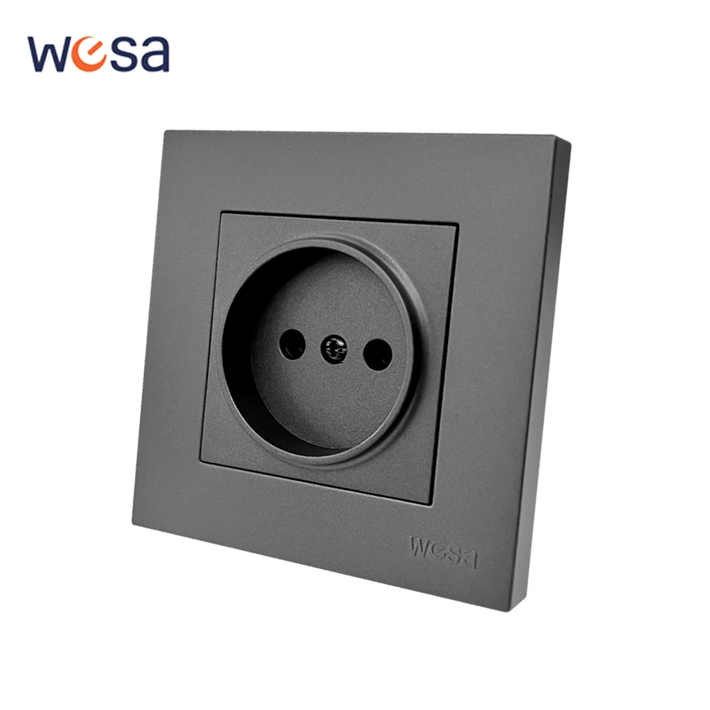 Graue Steckdosen, Steckdosen, klassisch, 250 V, lackierter Kunststoff, EU-Standard, Steckdosen, nicht geschliffen, flammhemmende AC-Steckdose Image