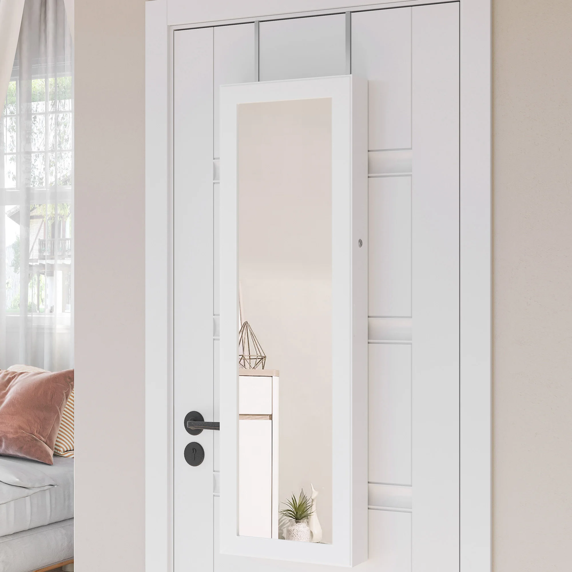 SONGMICS Türhaken, für Schmuckschrank, 2er Set, aus Stahl, geeignet für deutsche Türen, 1,2 x 2,2 x 32 cm (L x B x H)