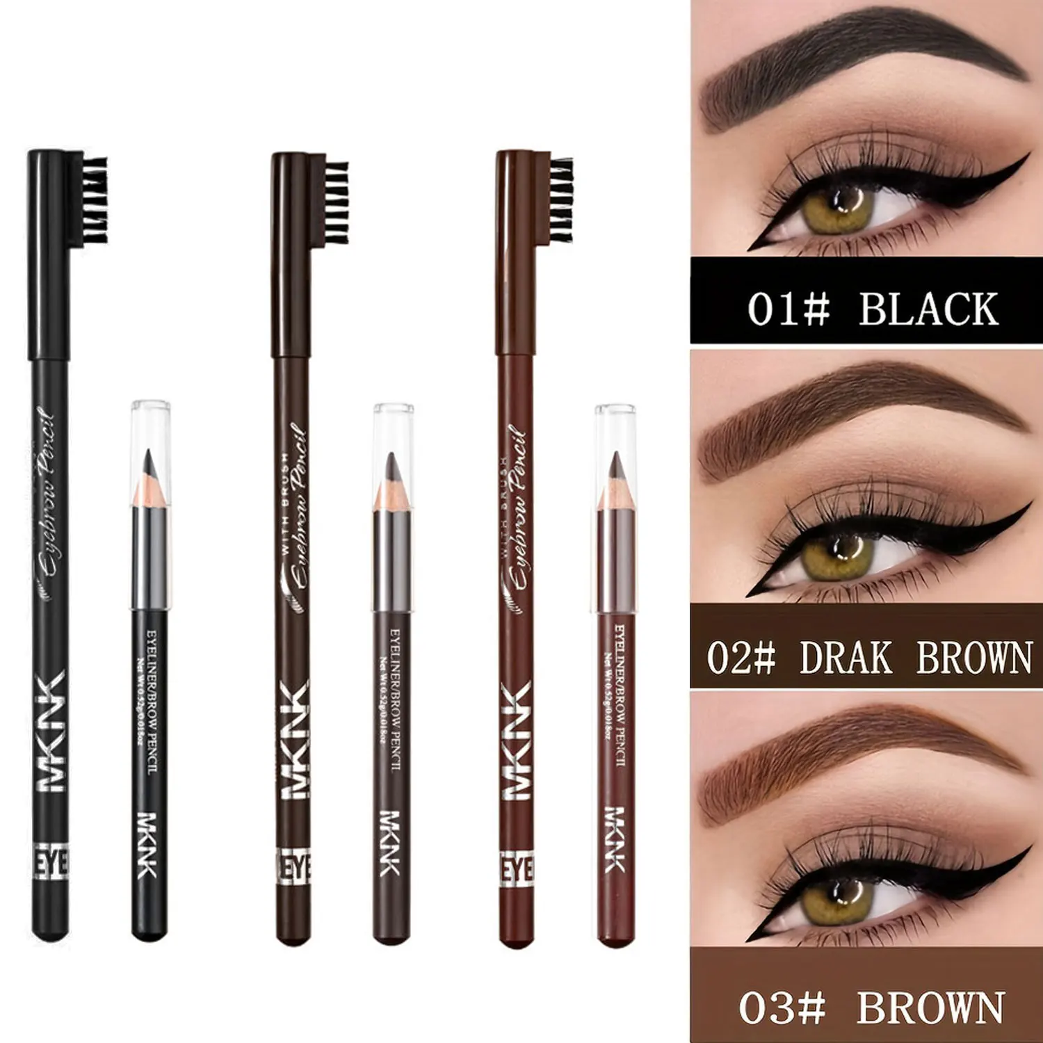 2 Stück wasserfeste Augenbrauenstifte – schweißfest, langlebig, natürliches mattes Finish, elegantes Bleistiftdesign Image