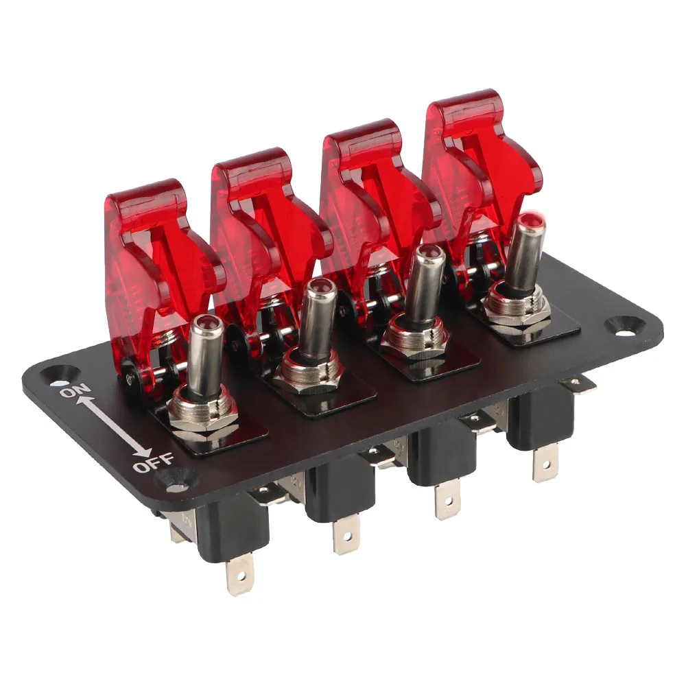 4 Wippschalter-Panel, LED-Anzeige, 12 V, 20 A, automatische Zündschalter-Panel, Start-Druckknopf für Rennwagen-Fahrzeuge Image