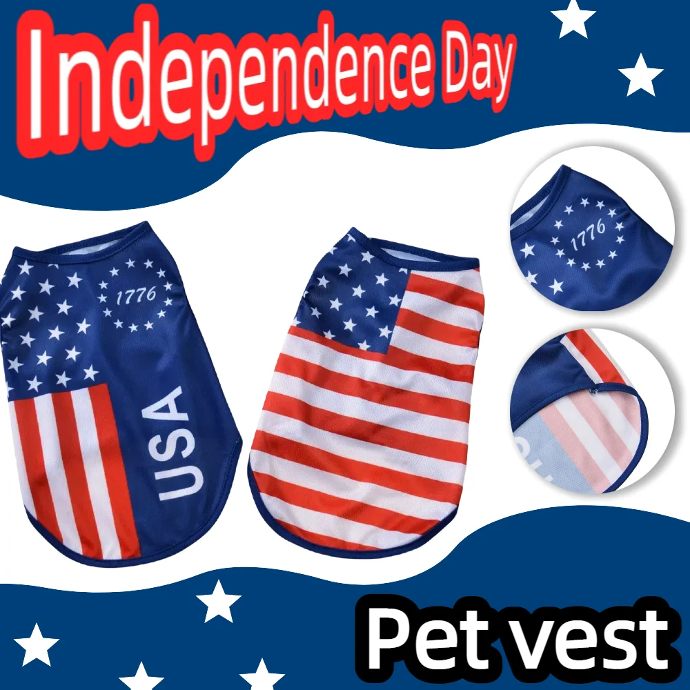 Hundekleidung für kleine und mittelgroße Hunde, Katzen, Unabhängigkeitstag, 4. Juli, Haustier-T-Shirt, atmungsaktive Weste, Welpenkleidung, Chihuahua-Mantel Image