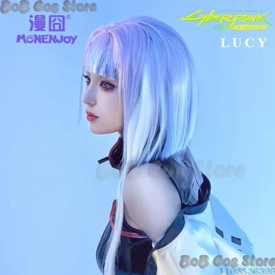 Lucy Anime Cyberpunk Cosplay Prop Edgerunners Kurze Perücke Farblich passendes Haar Rosa Frauen Image