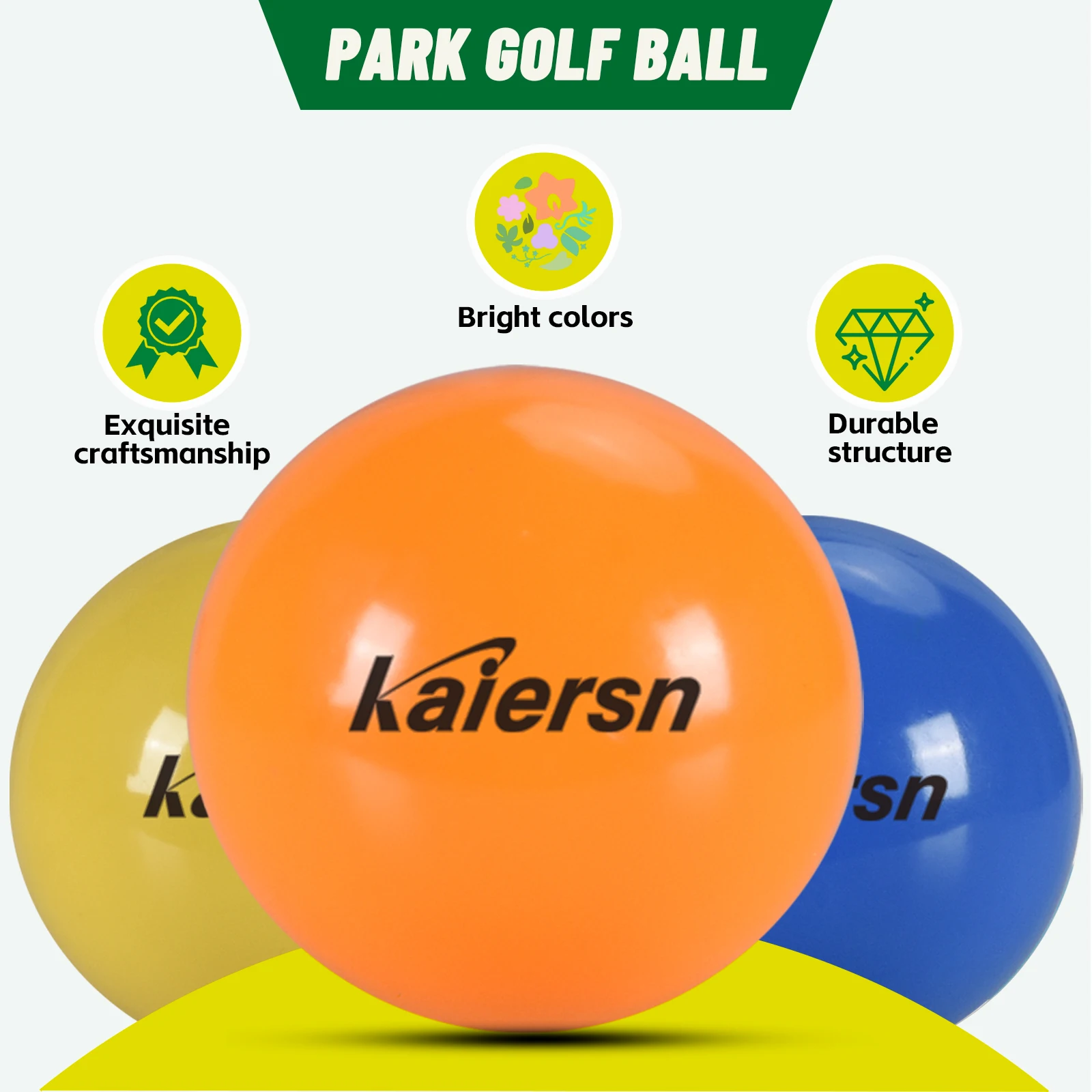 Kaiersn Golfparkball, einfarbig, Durchmesser 6 cm, mehrfarbig, optionaler Park-Golfball Image