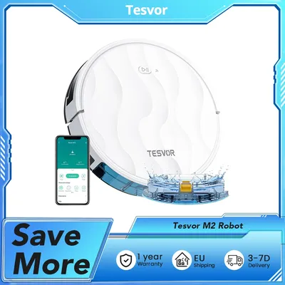 Tesvor m2 Roboters taub sauger mit Mopp funktion 6kpa Absaugung, Gyroskop navigation, 600ml Mülleimer, 150 Minuten Laufzeit, App-Steuerung Image