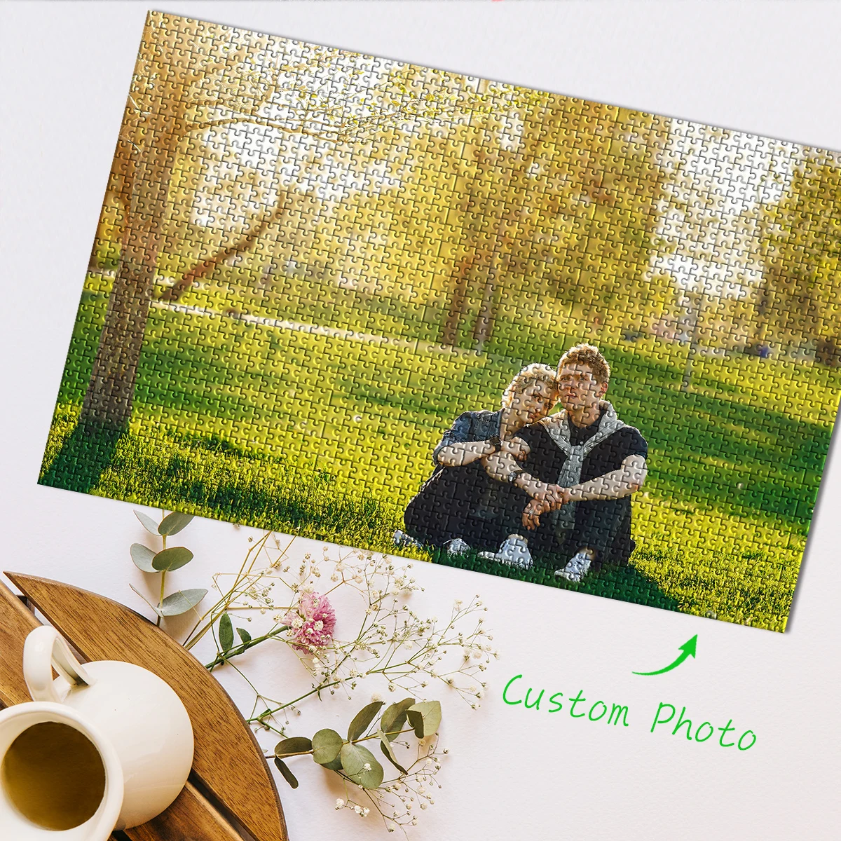 Outdoor-Paar, individuelles Poster, individuelles Foto, anpassbares Bild, individuelles DIY, personalisiertes Foto, Porträt-Puzzles für Babyspielzeug Image