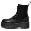 Damenstiefel aus echtem Leder, Plattform, große Größe 35–45, schwarze Leder-Stiefeletten, Punk-Schuhe, dicker Boden, Motorradstiefel