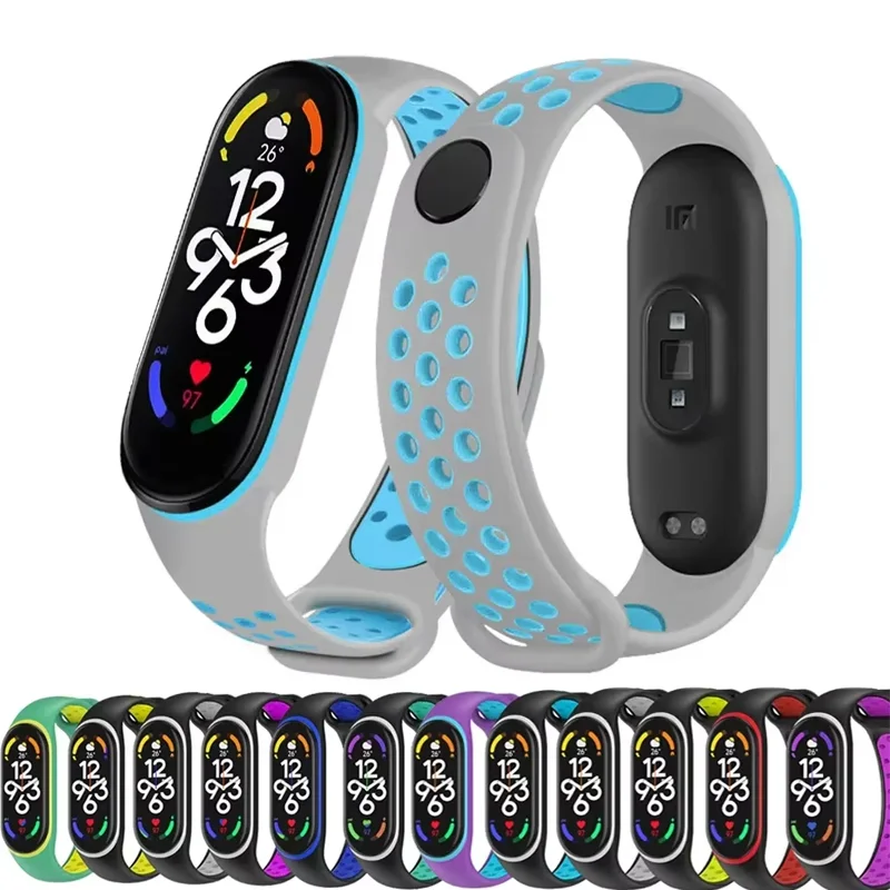 Für Xiaomi Mi Band 8 7 6 5 4 NFC Smartwatch Miband 7 Air-Loch Silikon Sport Armband Ersatz Armband auf Mi Band 3 4 Armband Image