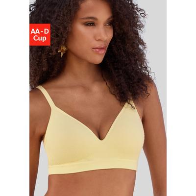 Push-up-BH LASCANA "COMFY BRA", Damen, Gr. 75, Cup D, gelb (vanille), Piquu00e9, Obermaterial: 50% Baumwolle, 33% Polyamid, 14% Polyester, 3% Elasthan, Basic, BHs, ohne Bügel aus weicher Baumwollqualität, Basic Dessous Image