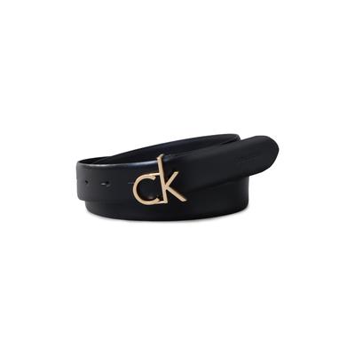 Ledergürtel CALVIN KLEIN "CK BUCKLE BELT 30MM", Damen, Gr. 80, schwarz, ck light gold, Rindsleder, unifarben, casual, Gürtel Image