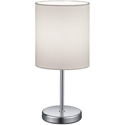 REALITY LEUCHTEN Tischleuchte "Jerry", grau (chromfarben), Ø 13,0cm H: 28,5cm, Lampen, 2er-Set Tischlampe, Stoffschirm, weiß, Schnurschalter, Nachttischlampe Image