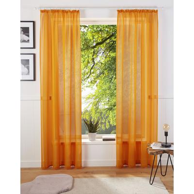 Gardine MY HOME "TENDER" Gr. 4, gelb, B:135cm H:245cm, Polyester, Gardinen, Leinen Optik mit Struktur, monochrom, Bestseller Image