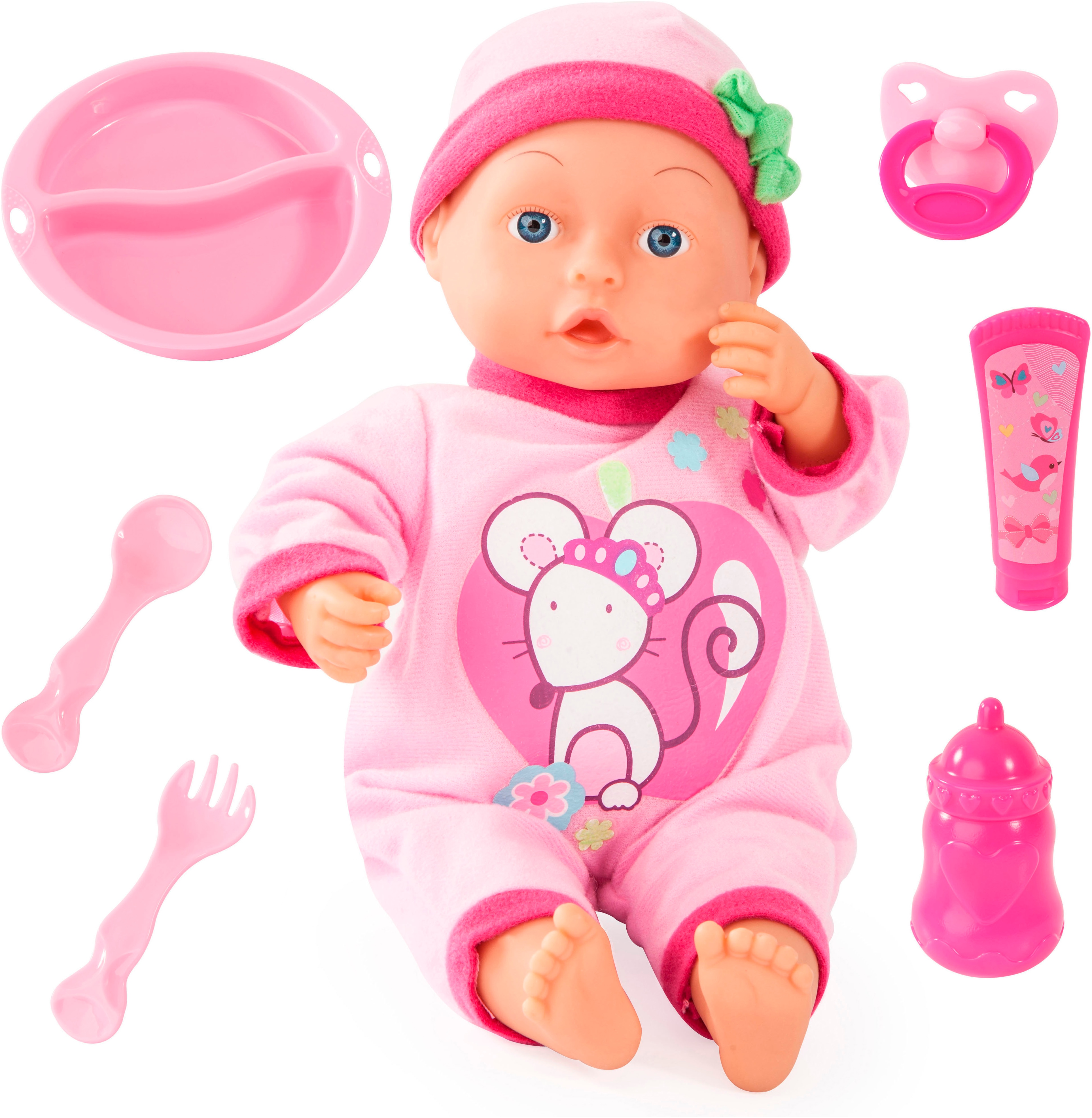 Babypuppe BAYER "First Words Baby, 33 cm", rosa, Puppen, Baby