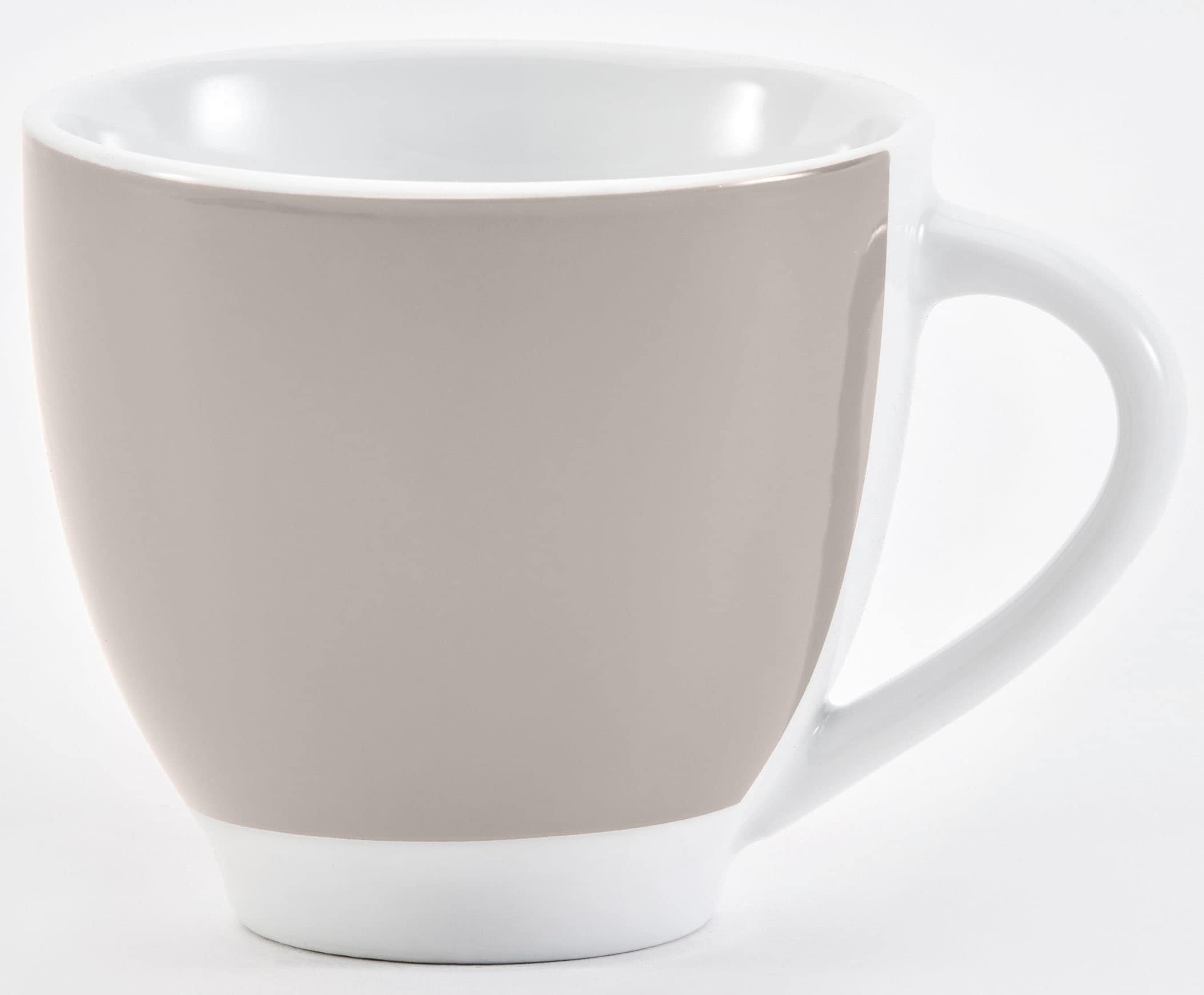 Tasse VAN WELL "Vario", grau (taupe, weiß), B:24,5cm H:9,5cm, Porzellan, Trinkgefäße, Tasse, spülmaschinen- und mikrowellengeeignet, 6-teilig