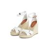 High-Heel-Sandalette TOMMY HILFIGER "FLAG HIGH WEDGE ESPAD CRISSCROSS", Damen, Gr. 41, braun (ecru, braun), Baumwolle, modisch, Schuhe, Riemchensandale, Sommerschuh, Keilsandalette, verstellbarer Schnalle