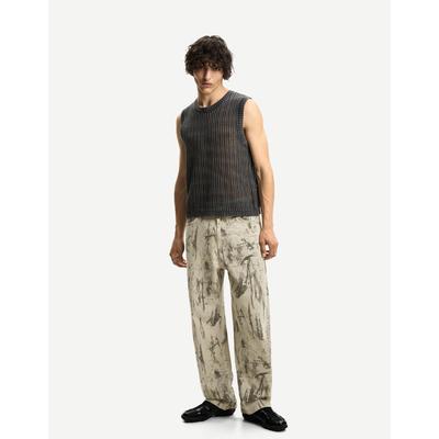 Bershka Baggy Printed Jeans Men 31 Green