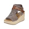 Keilsandalette BLOWFISH "Blowfish Sandalen Lederimitat/Textil", Damen, Gr. 41, braun (braun, grau), Lederimitat, Textil, casual, Schuhe