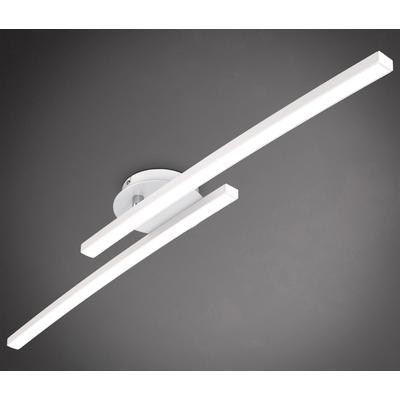 B.K.LICHT LED Deckenleuchte "BK_DL1488 Deckenlampe, 12W, 3000K warmweißes Licht, 1100 Lm", weiß (mattweiß), B:12,00cm H:8,30cm L:57,50cm, Lampen, 2-flammig, Geschwungene-Optik, Schwenkbar, Weiß Image